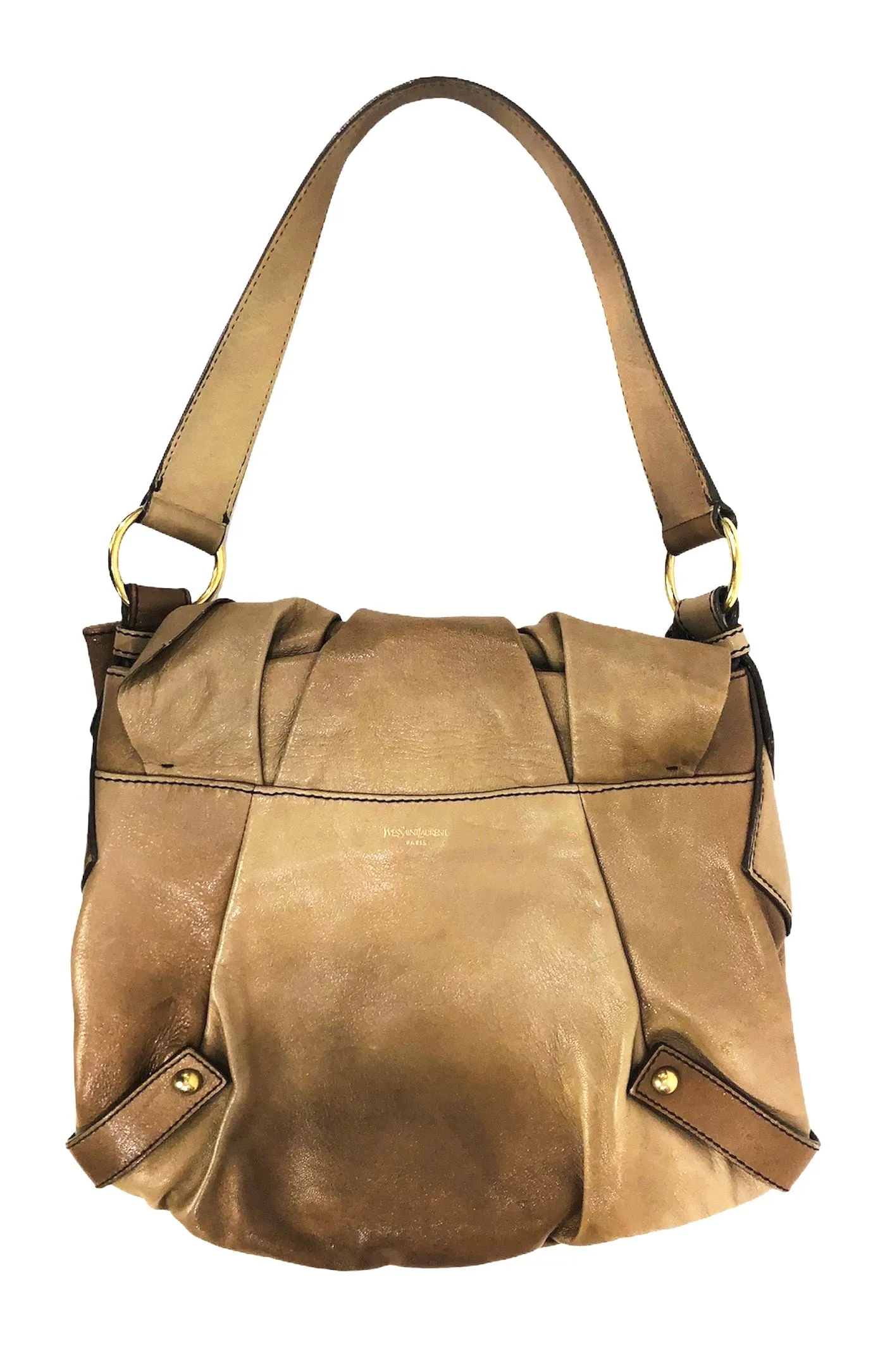 Tan Leather Small Sac Bow Shoulder Bag