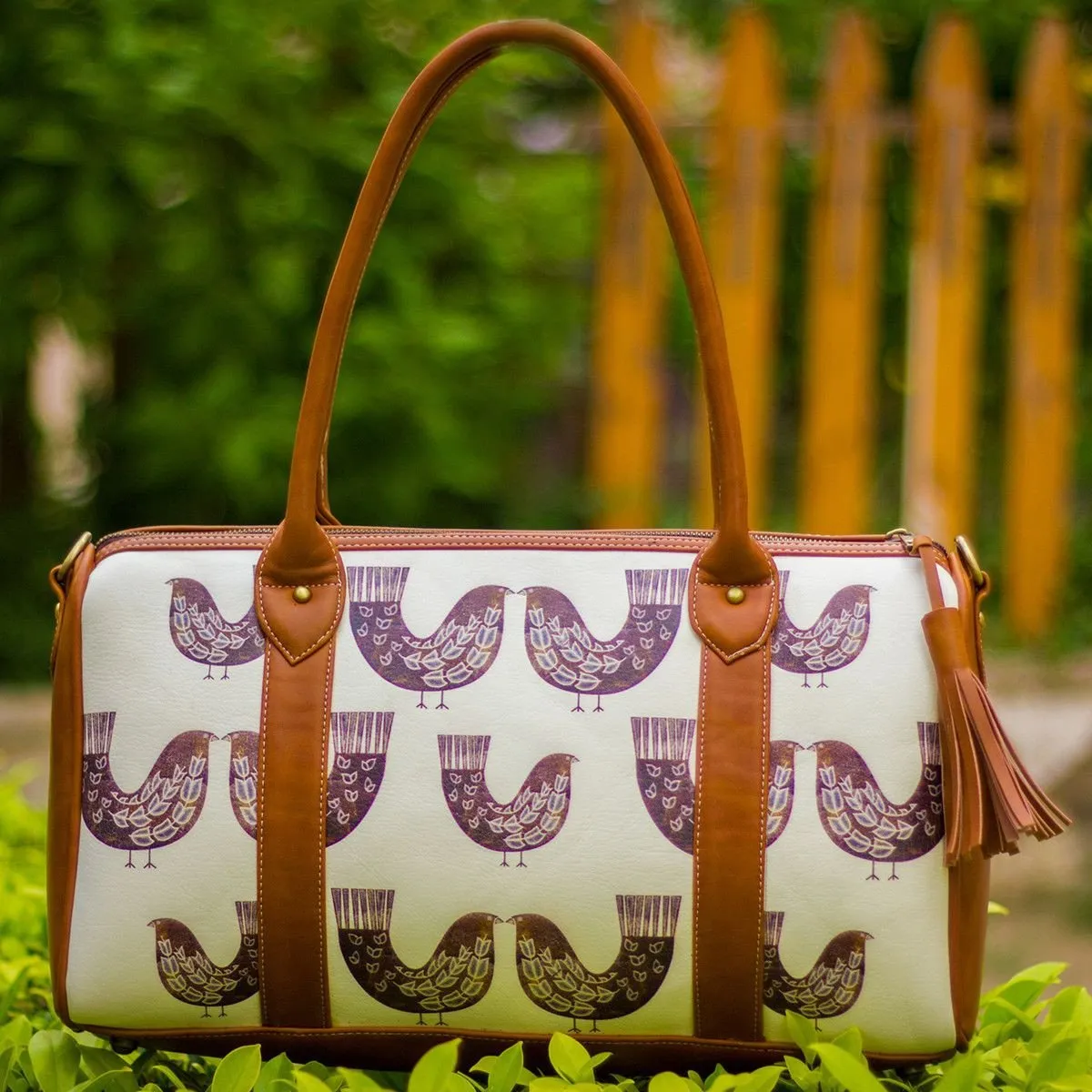 The Burgundy Brown Bird Series Duffel Totes