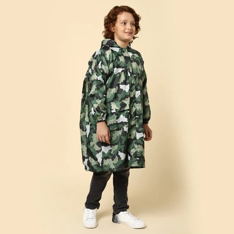 THE CLOWNFISH Felix Series Kids Waterproof PVC Longcoat with Adjustable Hood & Extra Space for Backpack/Schoolbag Holding. Plastic Pouch. Kid Age-4-5 years (Size-27-Lavender)