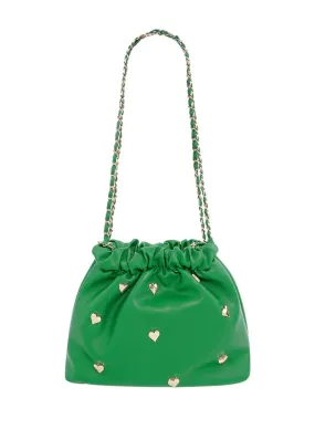 The Edit - Heart Stud Pouch Bag in Green