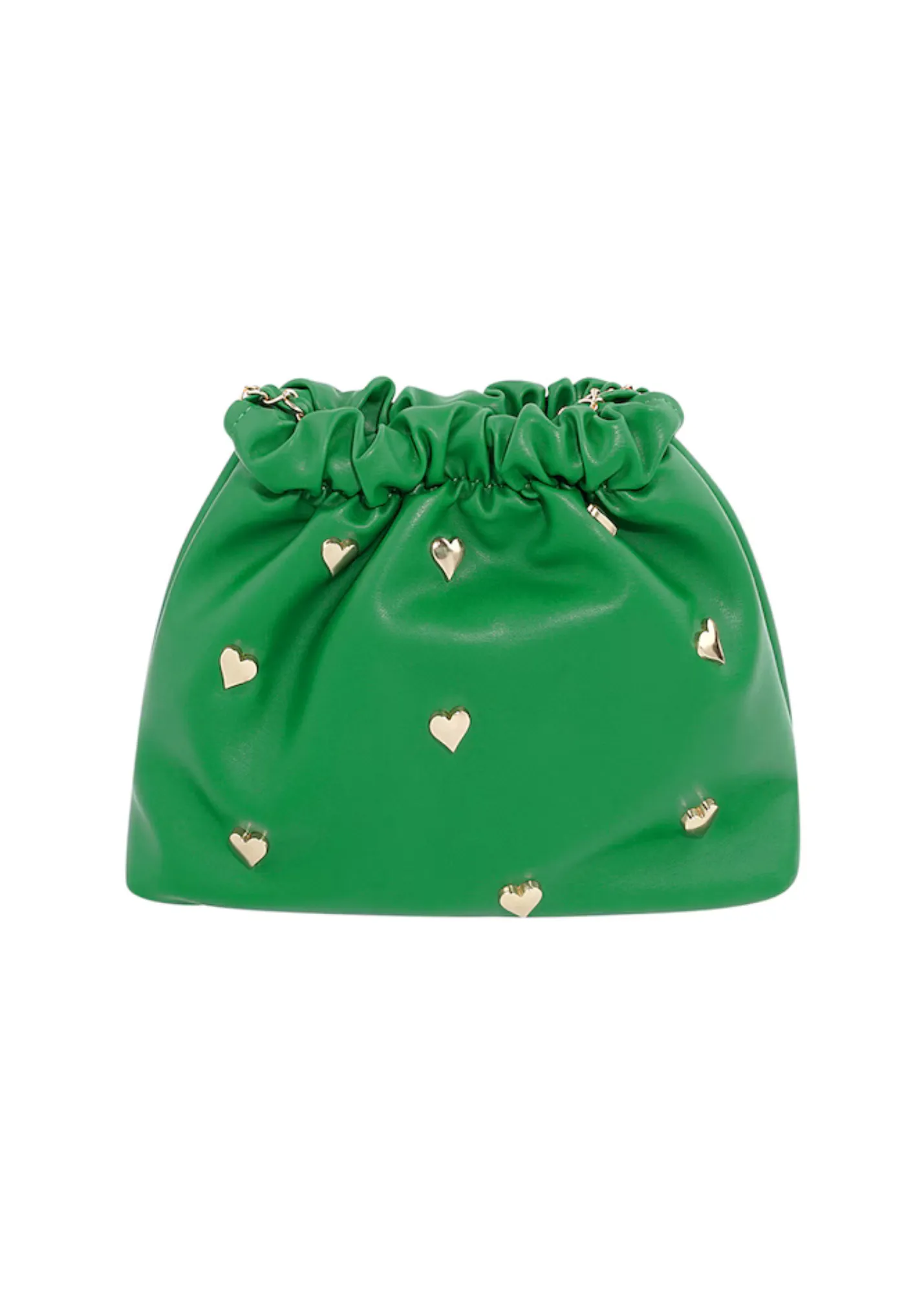 The Edit - Heart Stud Pouch Bag in Green