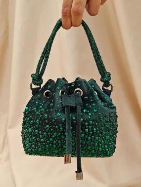 The Micro Bucket Bag In Bottle Green