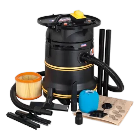 Vacuum Cleaner Industrial Wet/Dry 35L 1200W/110V Plastic Drum Class M Self-Clean Filter