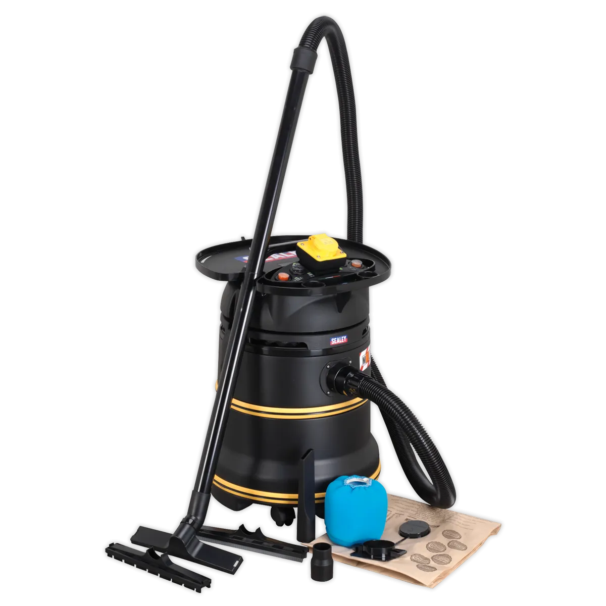 Vacuum Cleaner Industrial Wet/Dry 35L 1200W/110V Plastic Drum Class M Self-Clean Filter