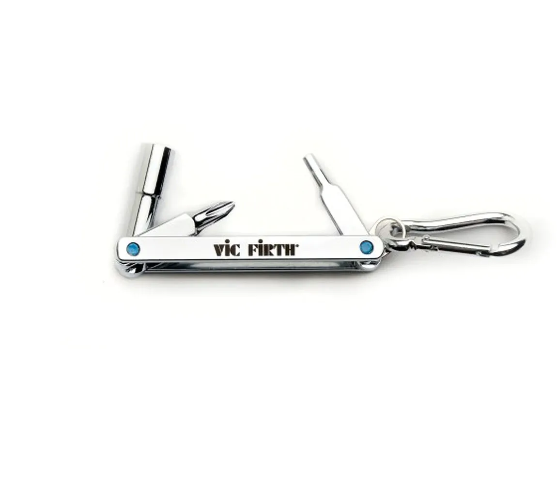 Vic Firth Multi-Tool Drum Key Multi-Purpose Tuning and Assembly Tool with Carabiner Keychain Attachment | VICKEY3