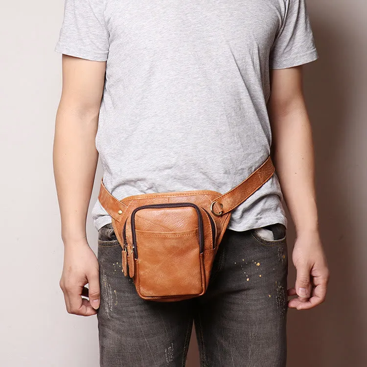 Waist Bag For Men Leather Outdoor Sports Multi-Function Phone Bag