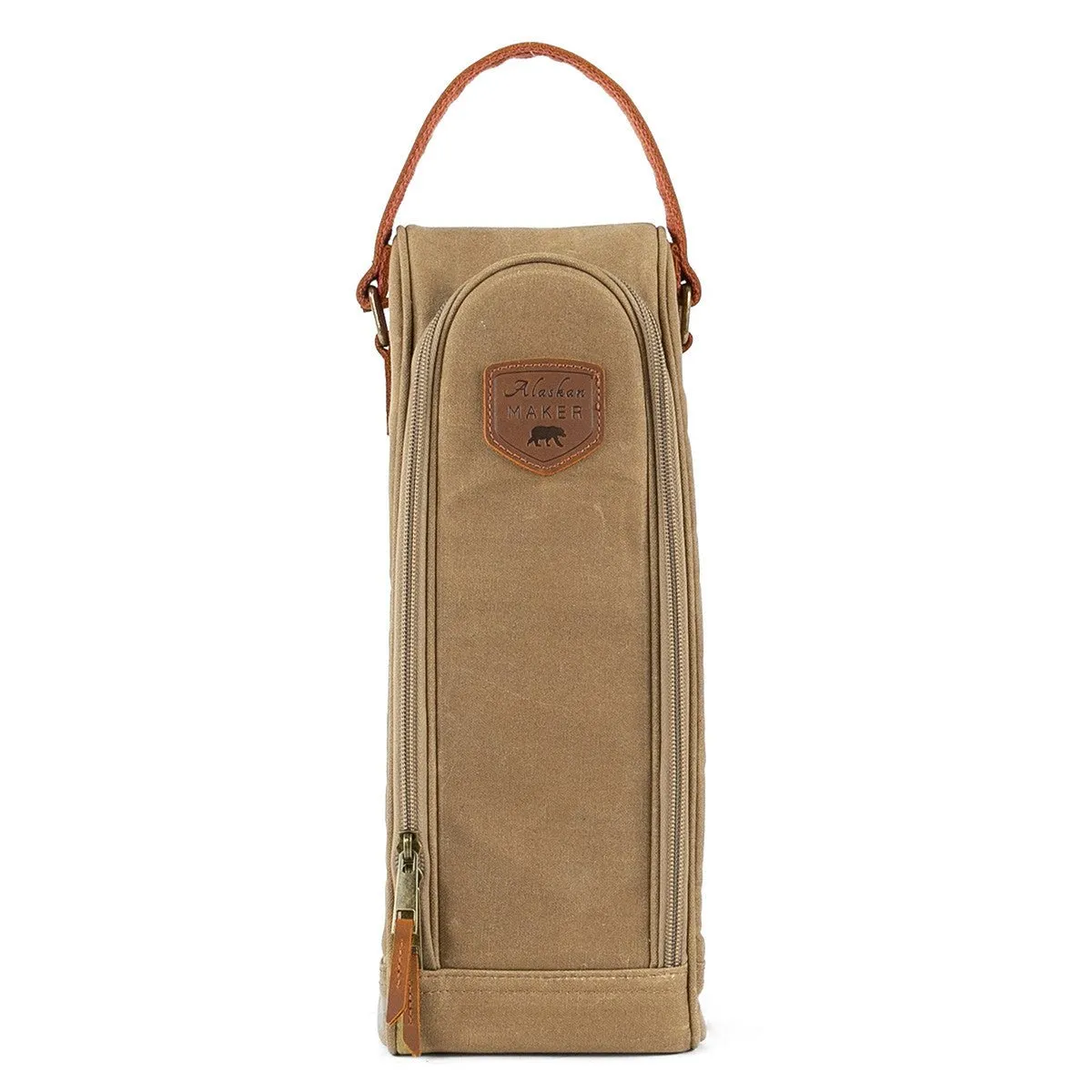 Waxed Canvas Insulated Bottle Bag & Glass Carrier