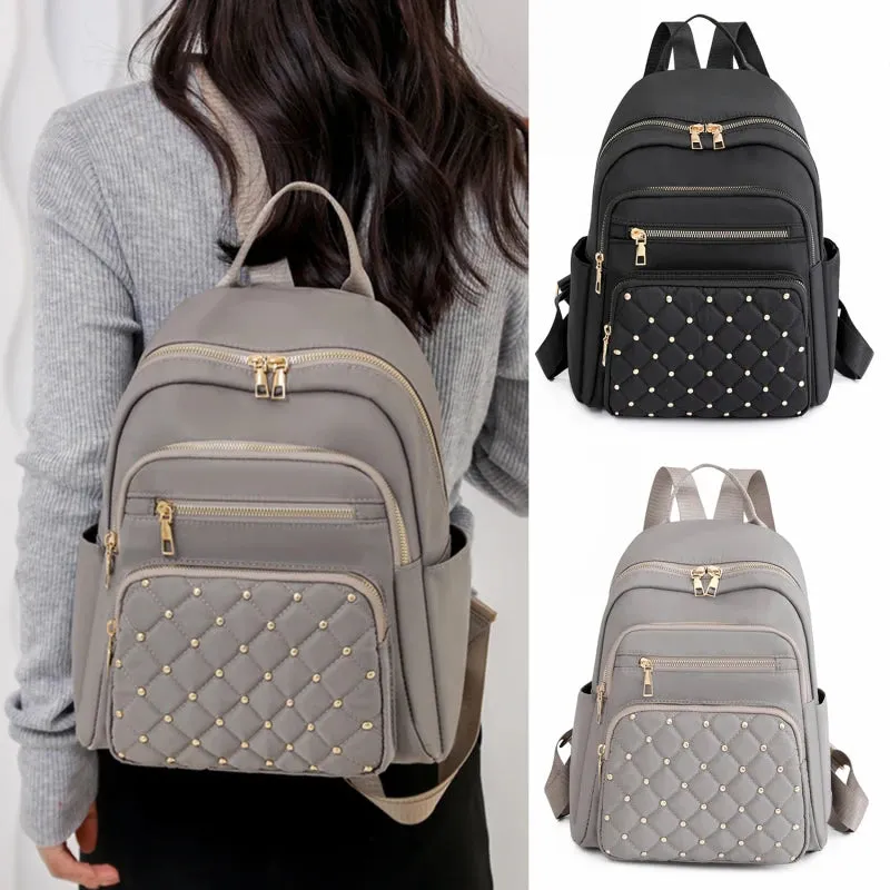 Women High Quality Nylon Backpacks Black, Pink, Brown ,White ,Beige