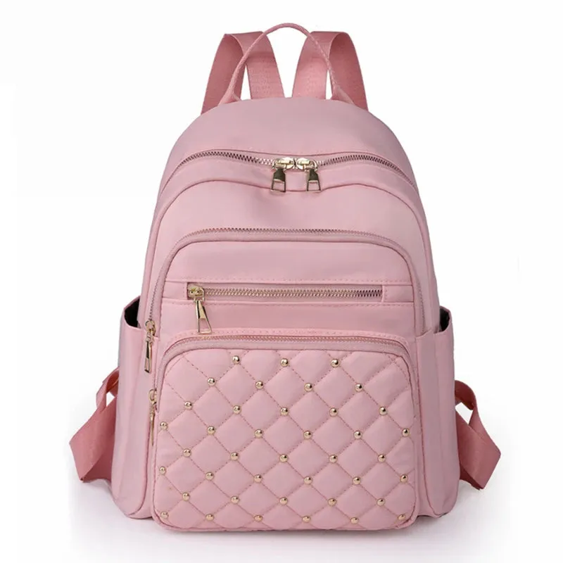 Women High Quality Nylon Backpacks Black, Pink, Brown ,White ,Beige