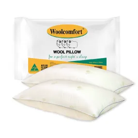 Woolcomfort Aus Made Natural Health Wool Pillow Twin Pack