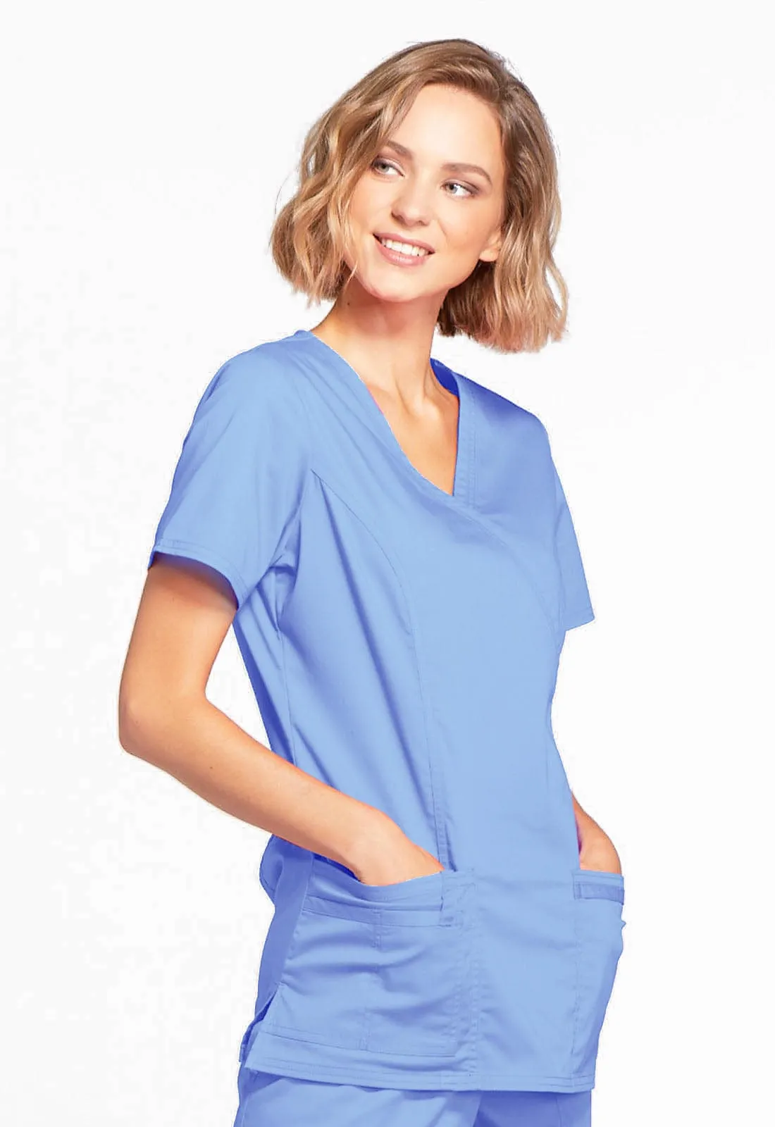 WW Core Stretch  Mock Wrap Scrub Top 4728