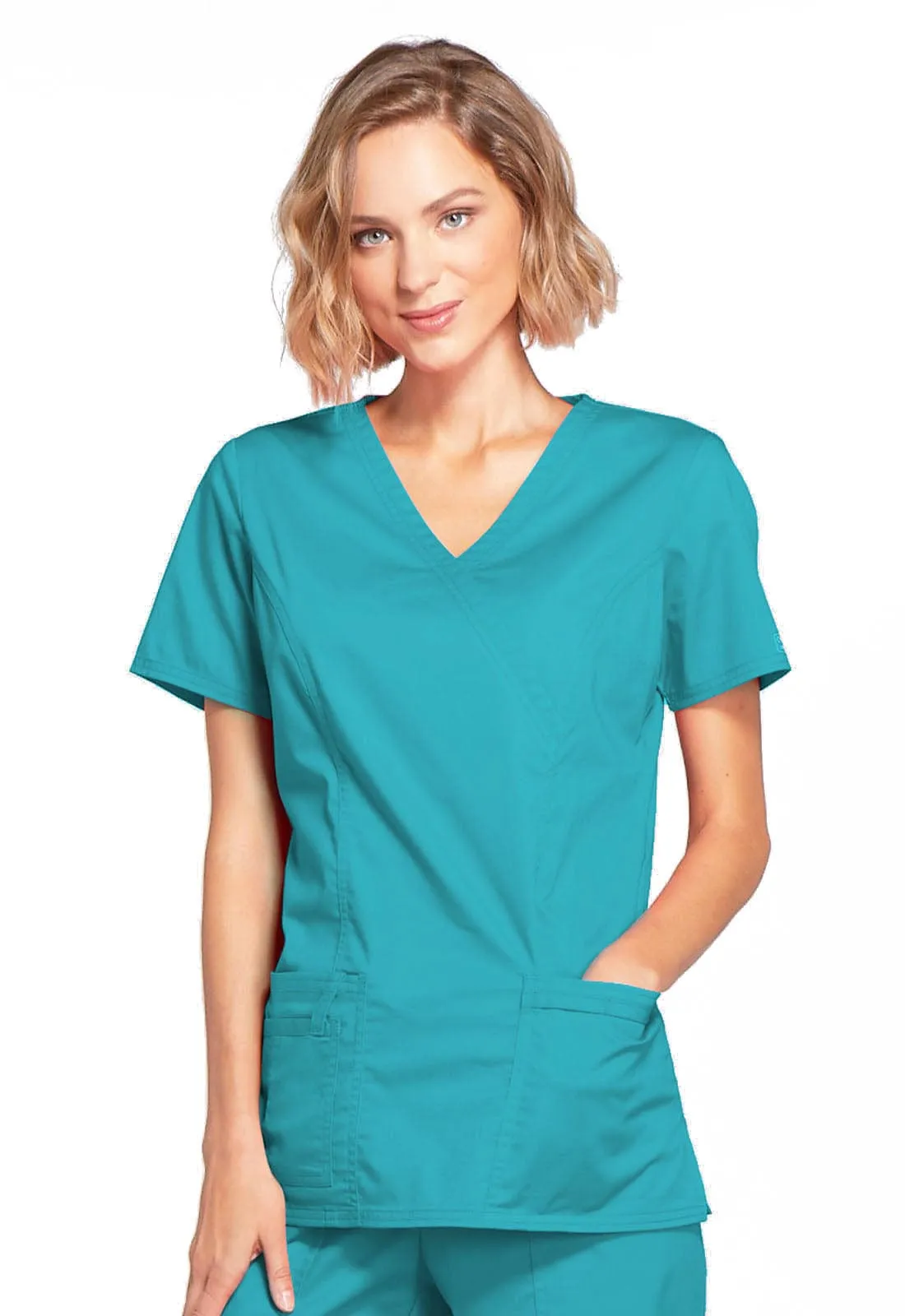 WW Core Stretch  Mock Wrap Scrub Top 4728