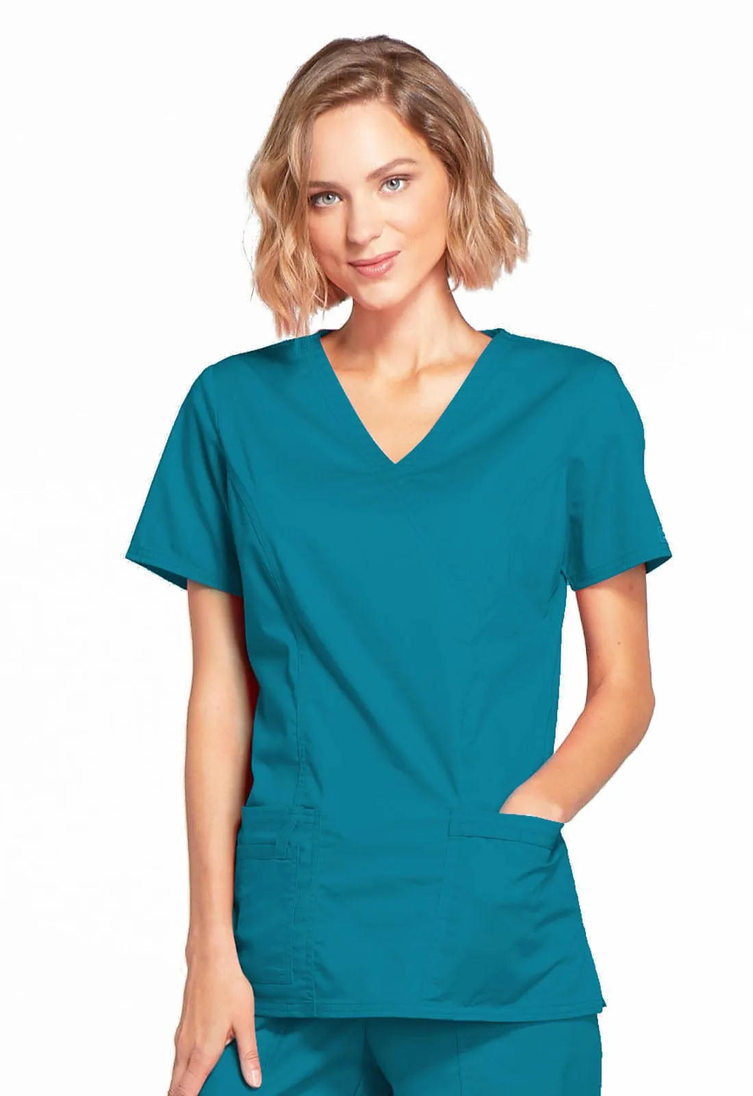 WW Core Stretch  Mock Wrap Scrub Top 4728