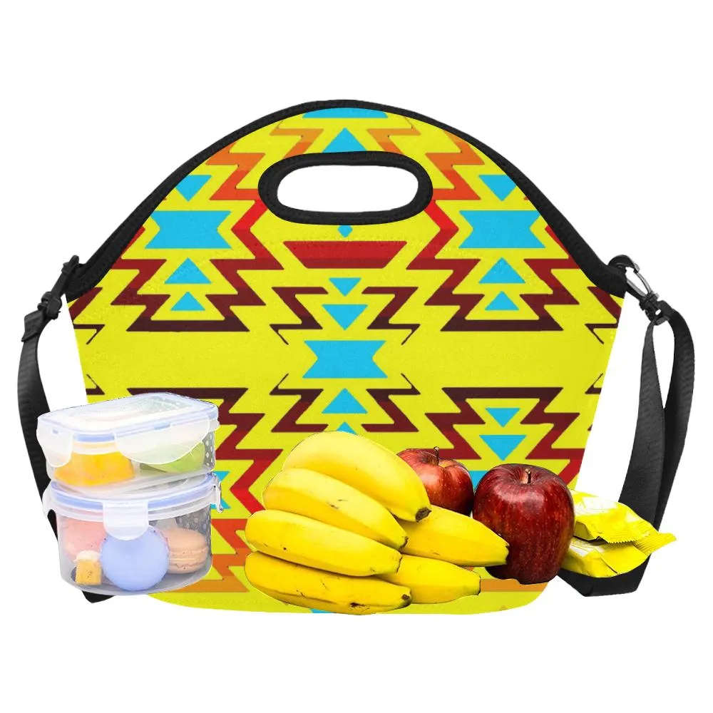 Yellow with Fire Large Insulated Neoprene Lunch Bag