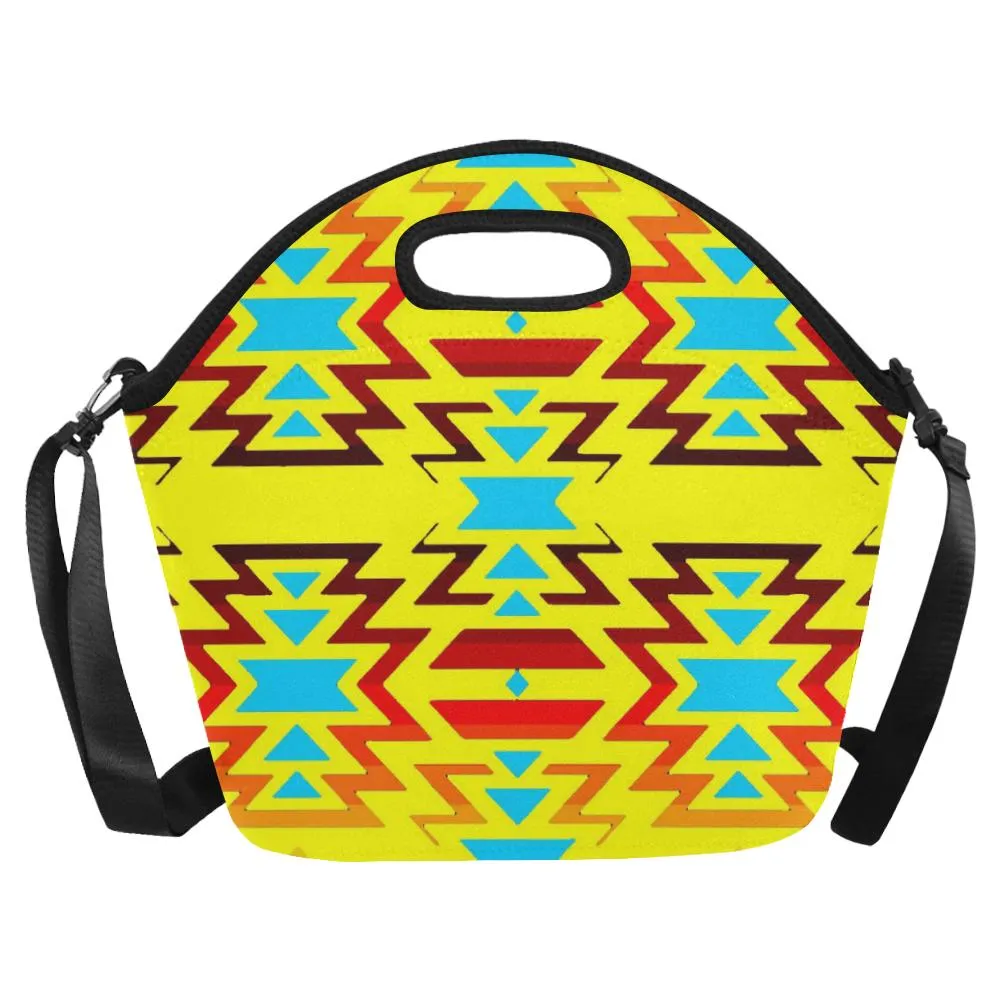 Yellow with Fire Large Insulated Neoprene Lunch Bag