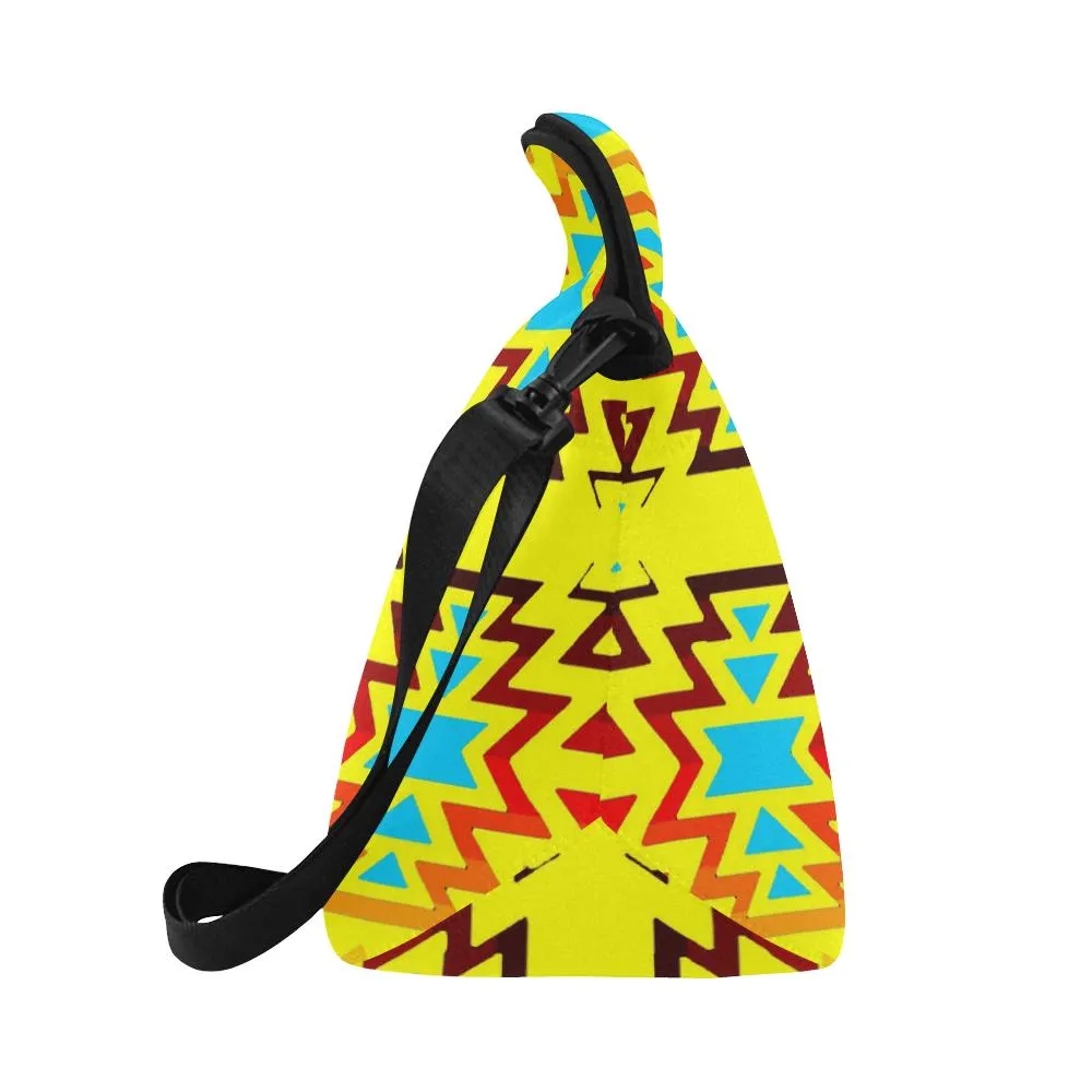 Yellow with Fire Large Insulated Neoprene Lunch Bag