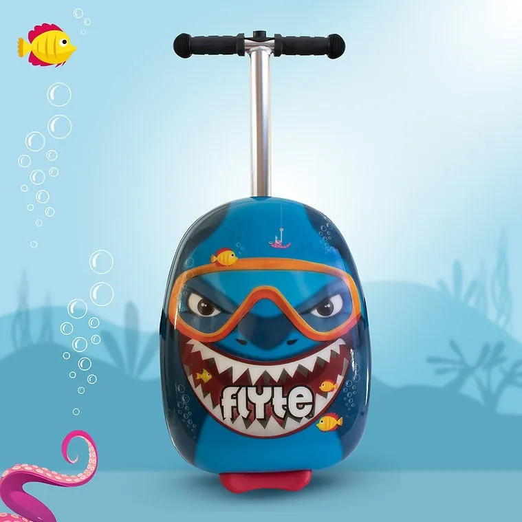 Zinc Flyte Scooter Suitcase Children's Luggage - Stormy The Shark